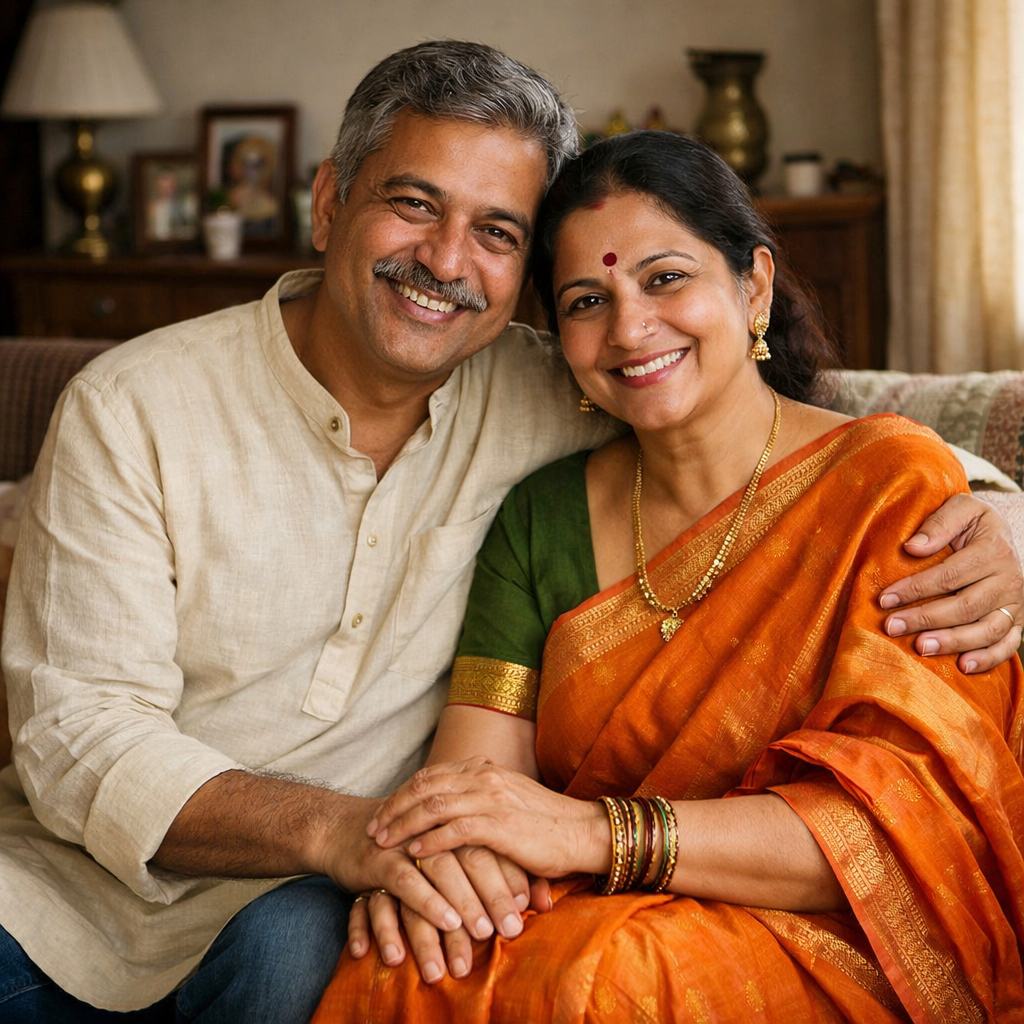 Family portrait in crayons before