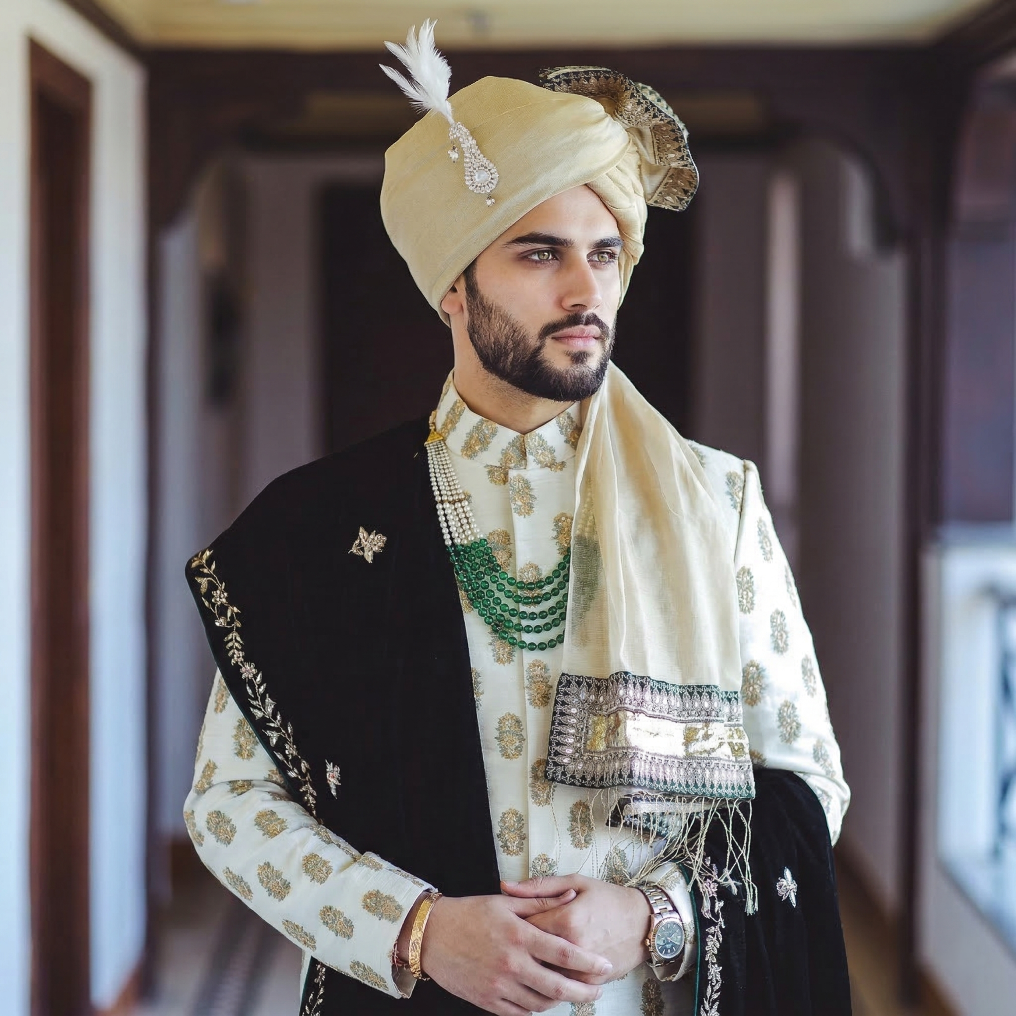 Groom in crayon style before