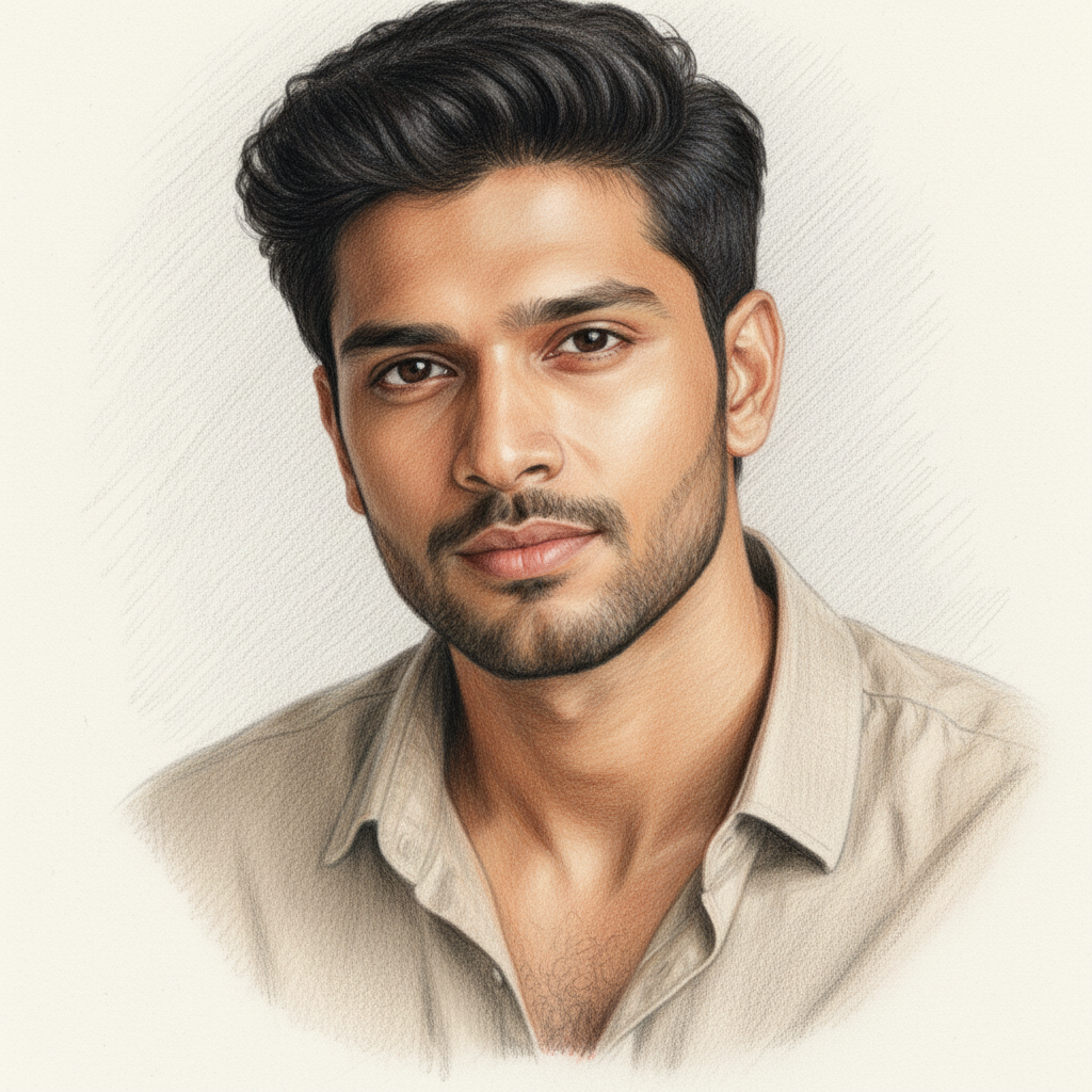 Solo crayon portrait after